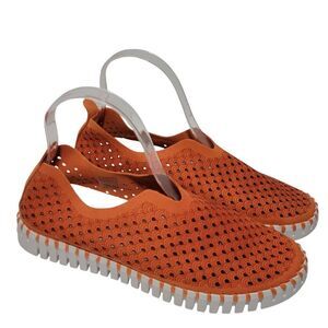 Ilse Jacobsen Loafer Tulip Shoe Women EUR 38 US 7-7.5 Perforated‎ Orange Slip On